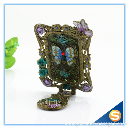 New style Vintage folding carry-on makeup mirror handle vanity mirror princess small mirror
